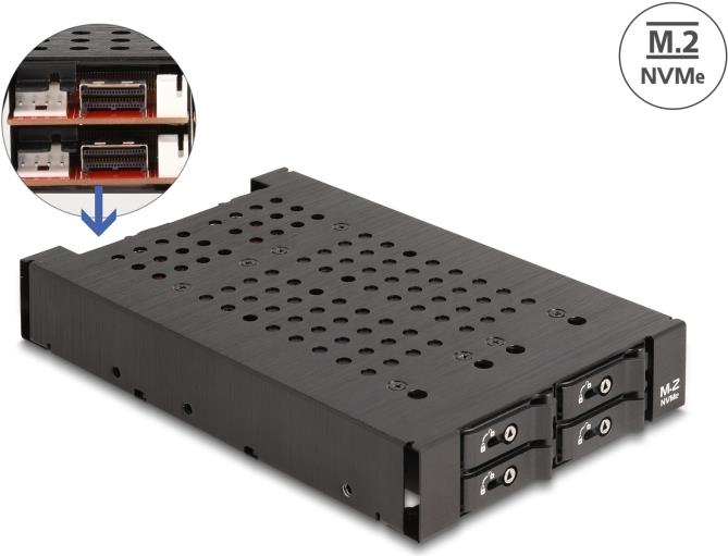 Delock 3.5 Wechselrahmen für 4x M.2 NVMe SSD mit Slim SAS SFF-8654 Anschluss (47072) von Delock