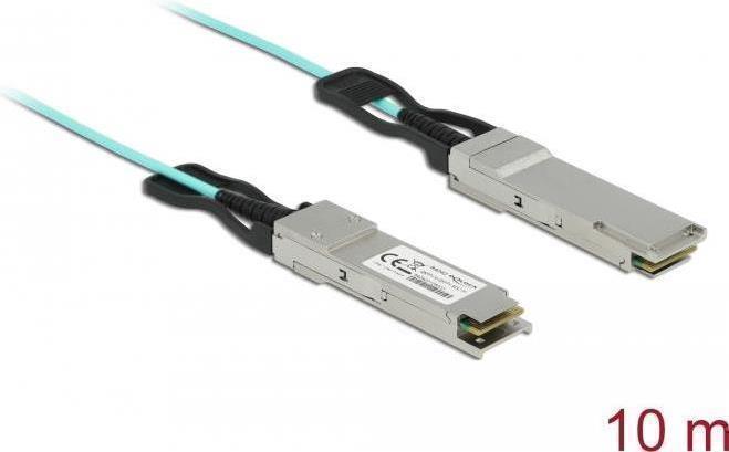 Delock - 40GBase Direktanschlusskabel - QSFP+ (M) zu QSFP+ (M) - 10 m - 3 mm - Glasfaser - SFF-8436 - Active Optical Cable (AOC) - Aquamarin von Delock