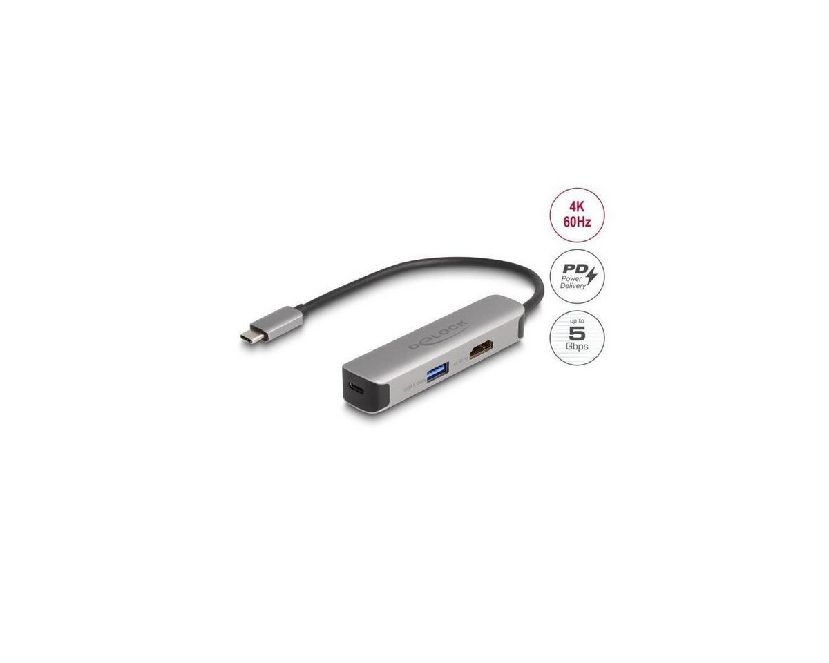 Delock 61060 - USB Type-C Adapter zu HDMI 4K 60 Hz mit USB... Computer-Kabel, USB C, USB (20,00 cm) von Delock
