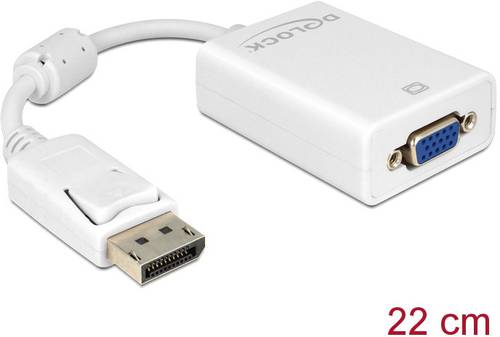 Delock 61766 DisplayPort / VGA Adapter [1x DisplayPort Stecker - 1x VGA-Buchse] Weiß mit Ferritkern von Delock