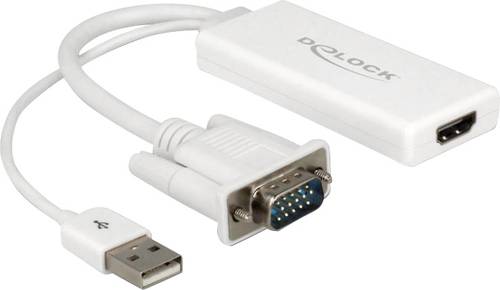 Delock 62460 VGA / USB / HDMI Adapter [1x VGA-Stecker, USB 2.0 Stecker A - 1x HDMI-Buchse] Weiß 25. von Delock