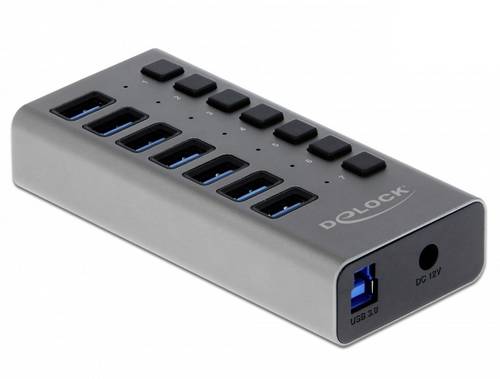 Delock 63669 7 Port USB 3.2 Gen 1-Hub (USB 3.0) Grau von Delock