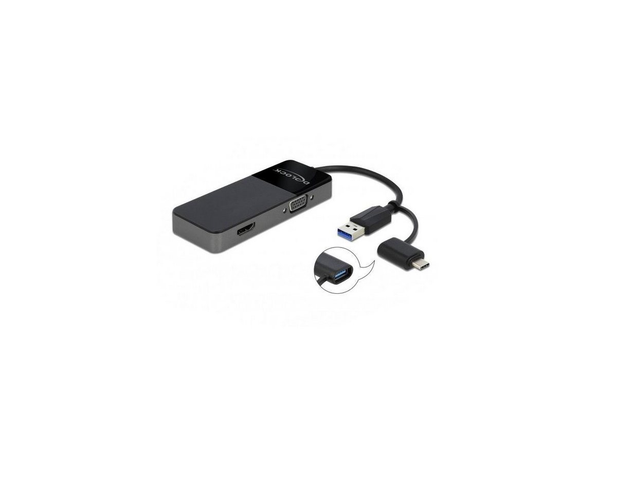 Delock 64085 - Adapter USB 3.0 zu 4K HDMI + VGA Computer-Kabel, USB A, USB (12,00 cm) von Delock