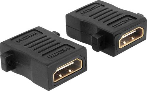 Delock 65509 HDMI Adapter [1x HDMI-Buchse - 1x HDMI-Buchse] Schwarz schraubbar, vergoldete Steckkont von Delock