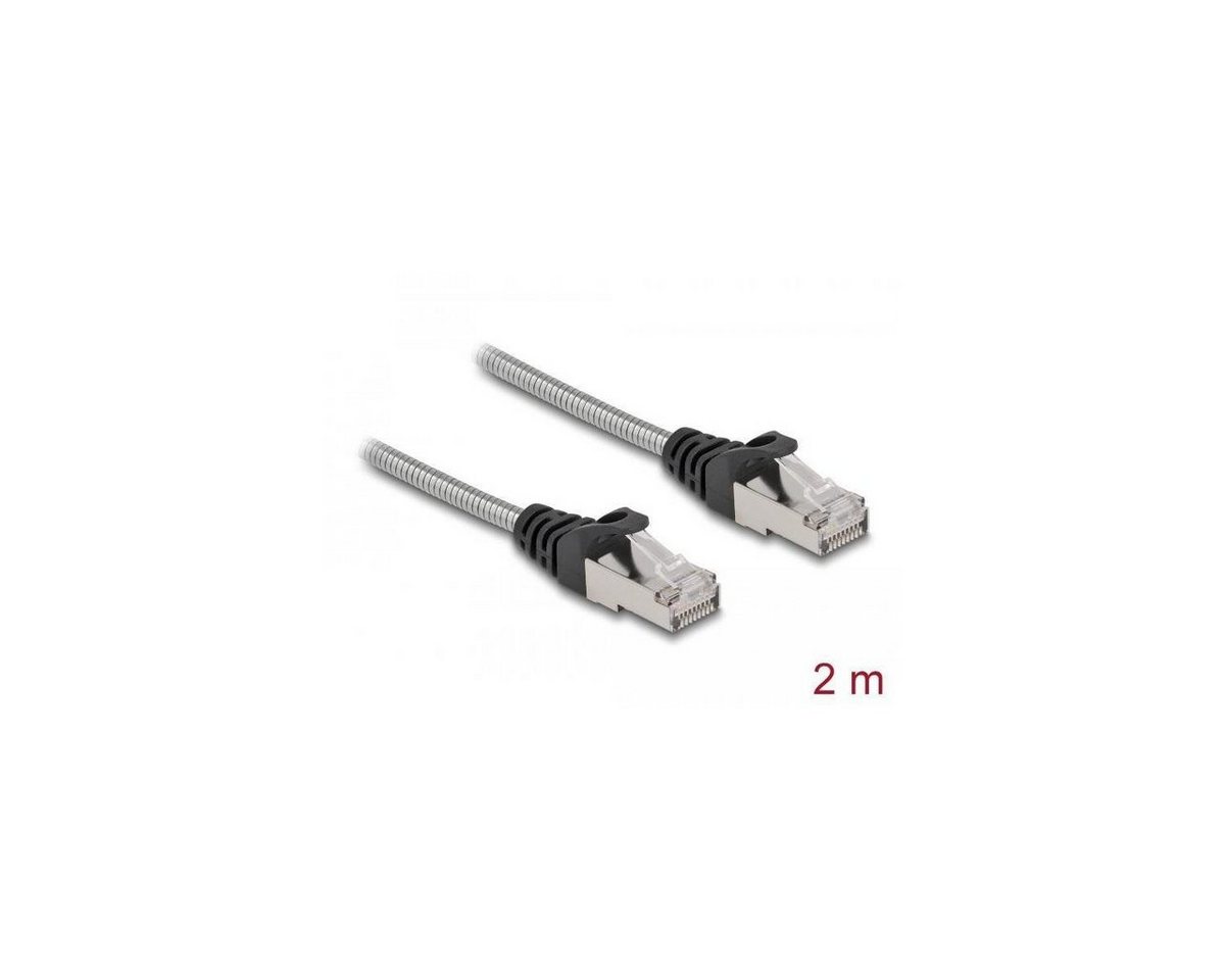 Delock 80109 - Patchkabel Cat.6a, U/FTP, 2m, silber/ vernickelt LAN-Kabel, (200,00 cm) von Delock