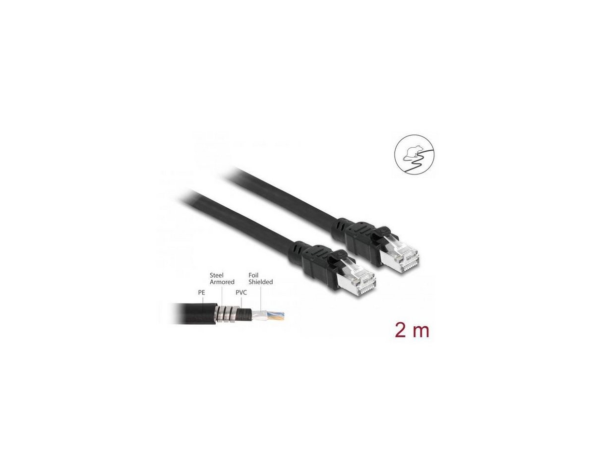 Delock 80114 - Netzwerkkabel RJ45, F/UTP, 2m, schwarz LAN-Kabel, (200,00 cm) von Delock