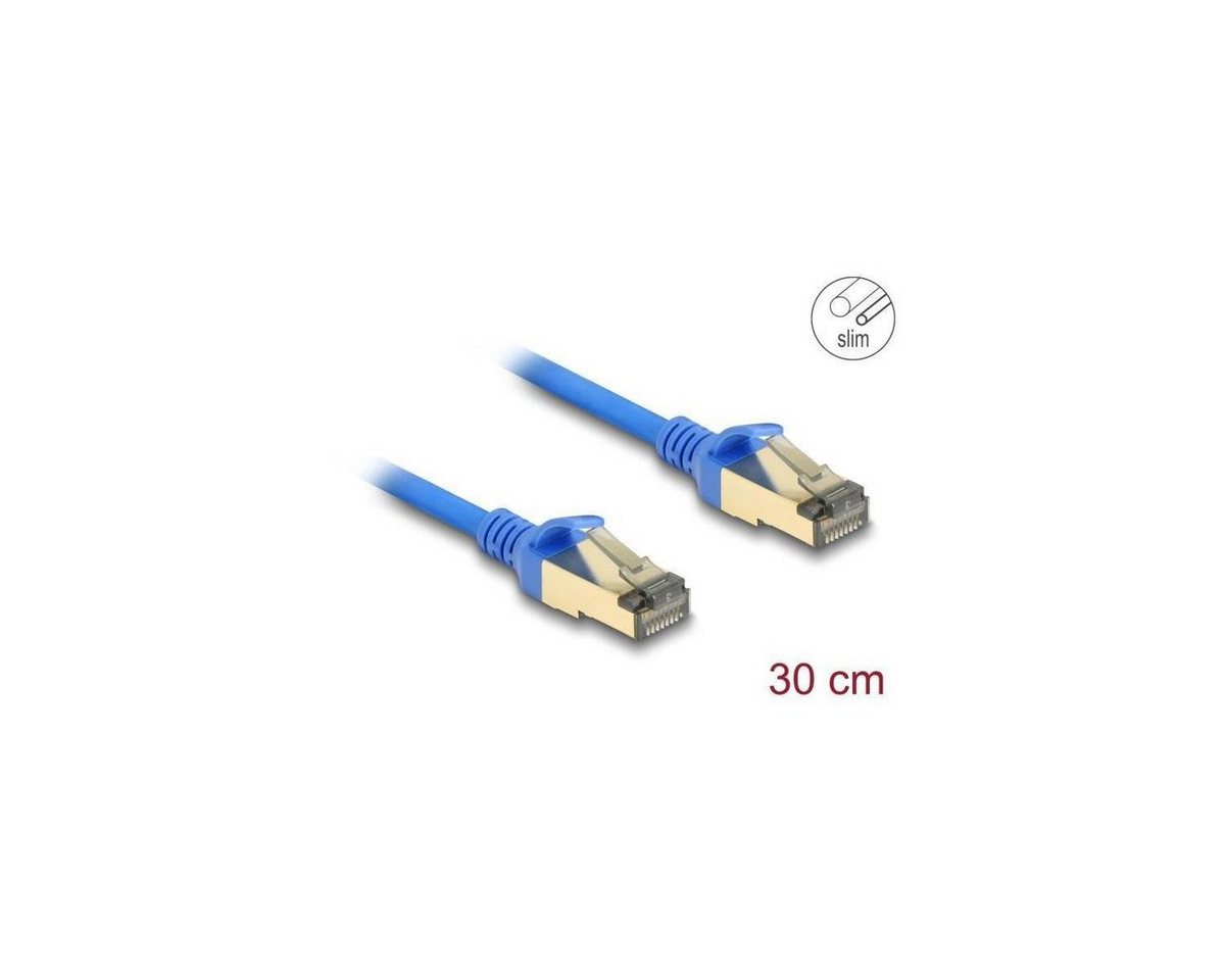 Delock 80331 - Netzwerkkabel RJ45, F/FTP, 0,3m, blau LAN-Kabel, (30,00 cm) von Delock
