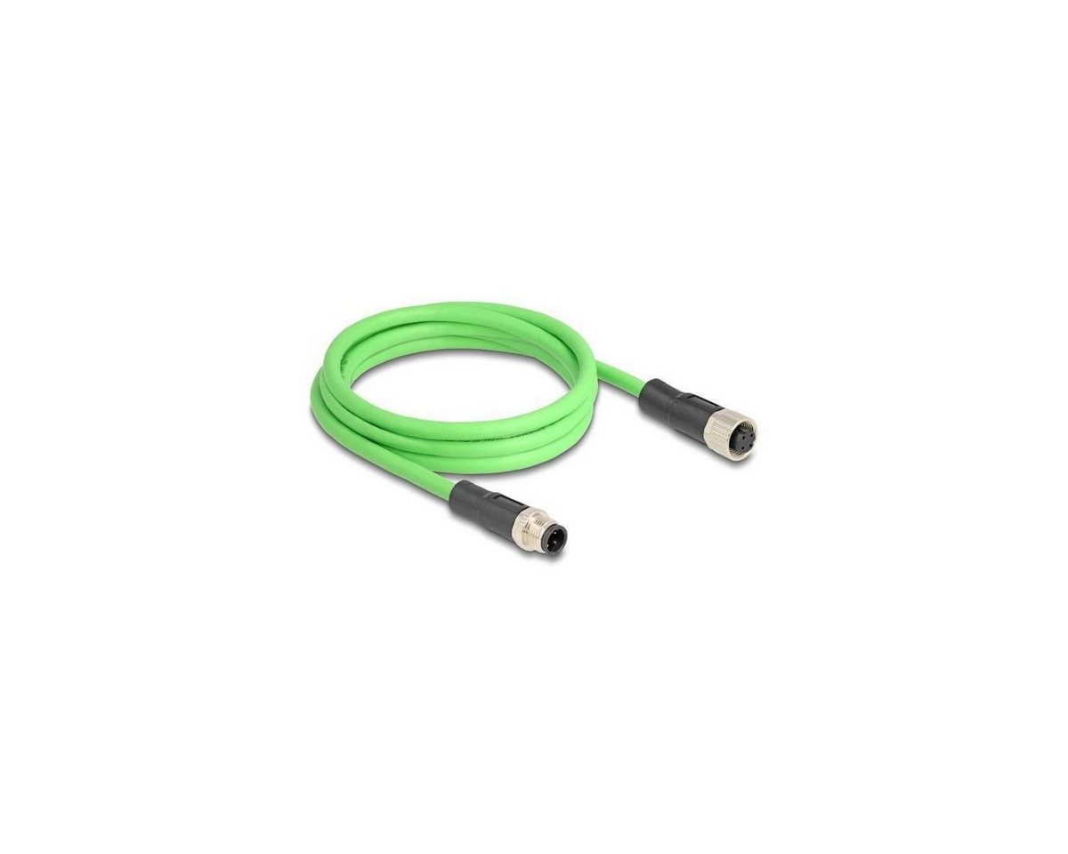 Delock 80407 - M12 Kabel D-kodiert 4 Pin Stecker zu Buchse PUR TPU 2 m Computer-Kabel, M12 4-Pin D-kodiert, M12 (200,00 cm) von Delock