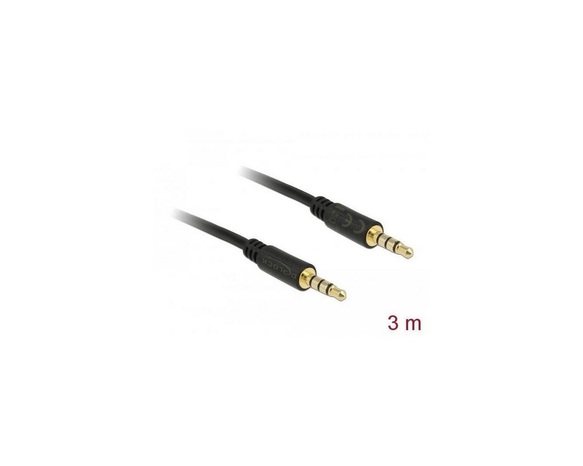 Delock 83437 - Klinkenkabel 3,5 mm 4 Pin Stecker zu Stecker 3 m... Audio-Kabel, Klinkenstecker/-buchse 3.5mm, Klinke (350,00 cm) von Delock