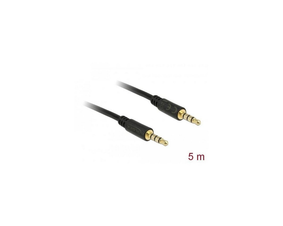 Delock 83438 - Klinkenkabel 3,5 mm 4 Pin Stecker zu Stecker 5 m... Audio-Kabel, Klinkenstecker/-buchse 3.5mm, Klinke (500,00 cm) von Delock