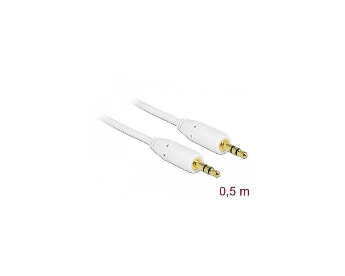 Delock 83743 - Klinkenkabel 3,5 mm 3 Pin Stecker > Stecker 0,5 m weiß Audio-Kabel, Klinkenstecker/-buchse 3.5mm, Klinke (50,00 cm) von Delock