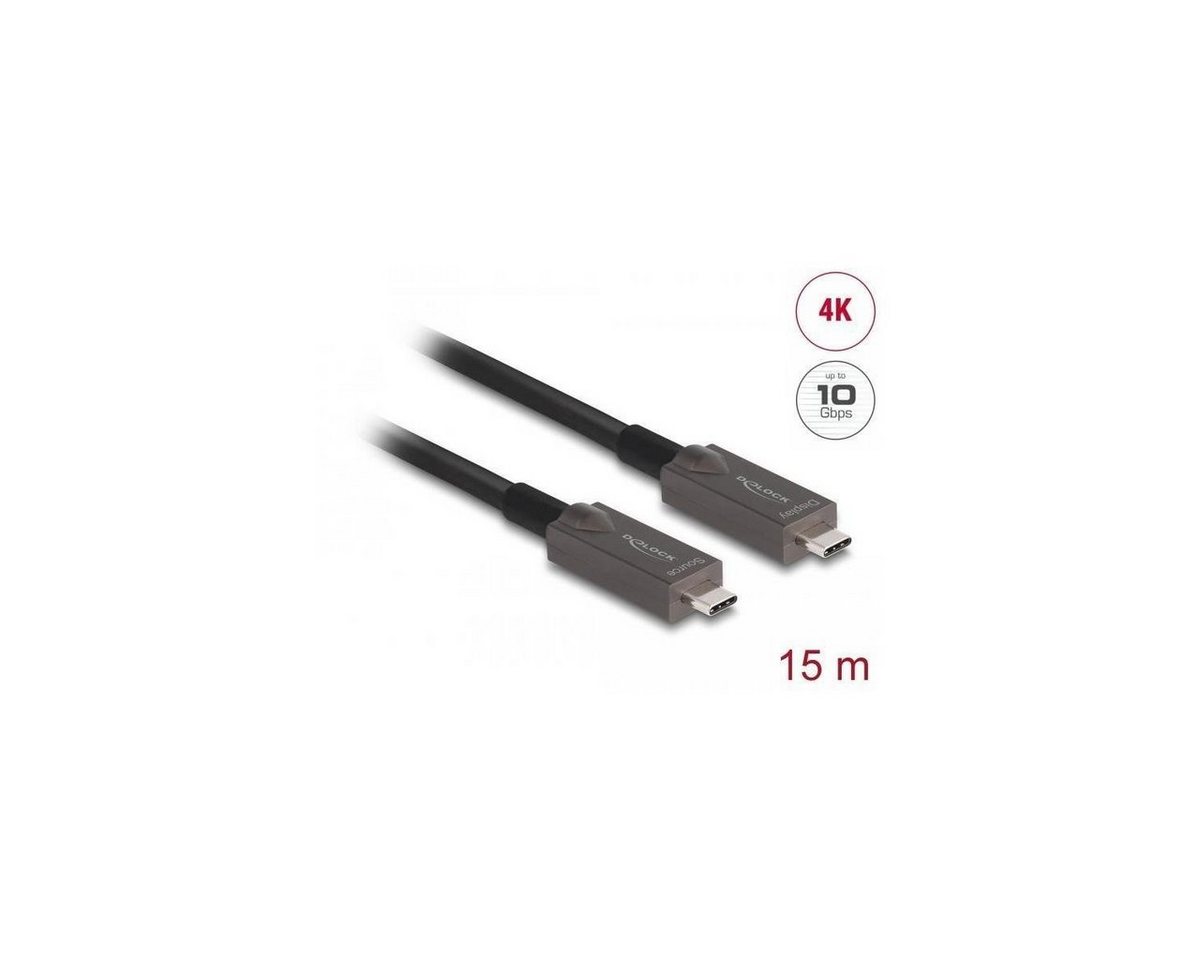 Delock 84179 - Aktives Optisches USB-C Video + Daten + PD Kabel 15 m Computer-Kabel, USB C, USB (1500,00 cm) von Delock