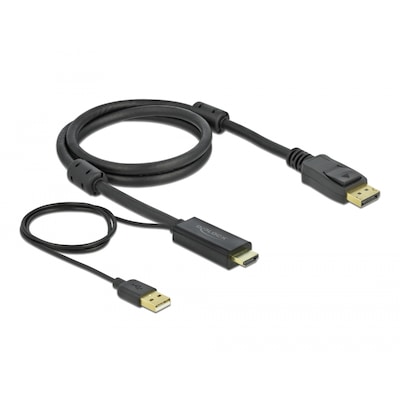 Delock 85963 HDMI + USB zu DisplayPort Kabel 4K 30 Hz 1 m von Delock