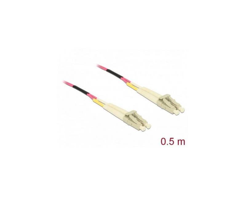 Delock 86544 - Kabel Lichtwellenleiter LC zu LC Multimode OM4 0,5 m Glasfaserkabel, LC Duplex, (50,00 cm) von Delock