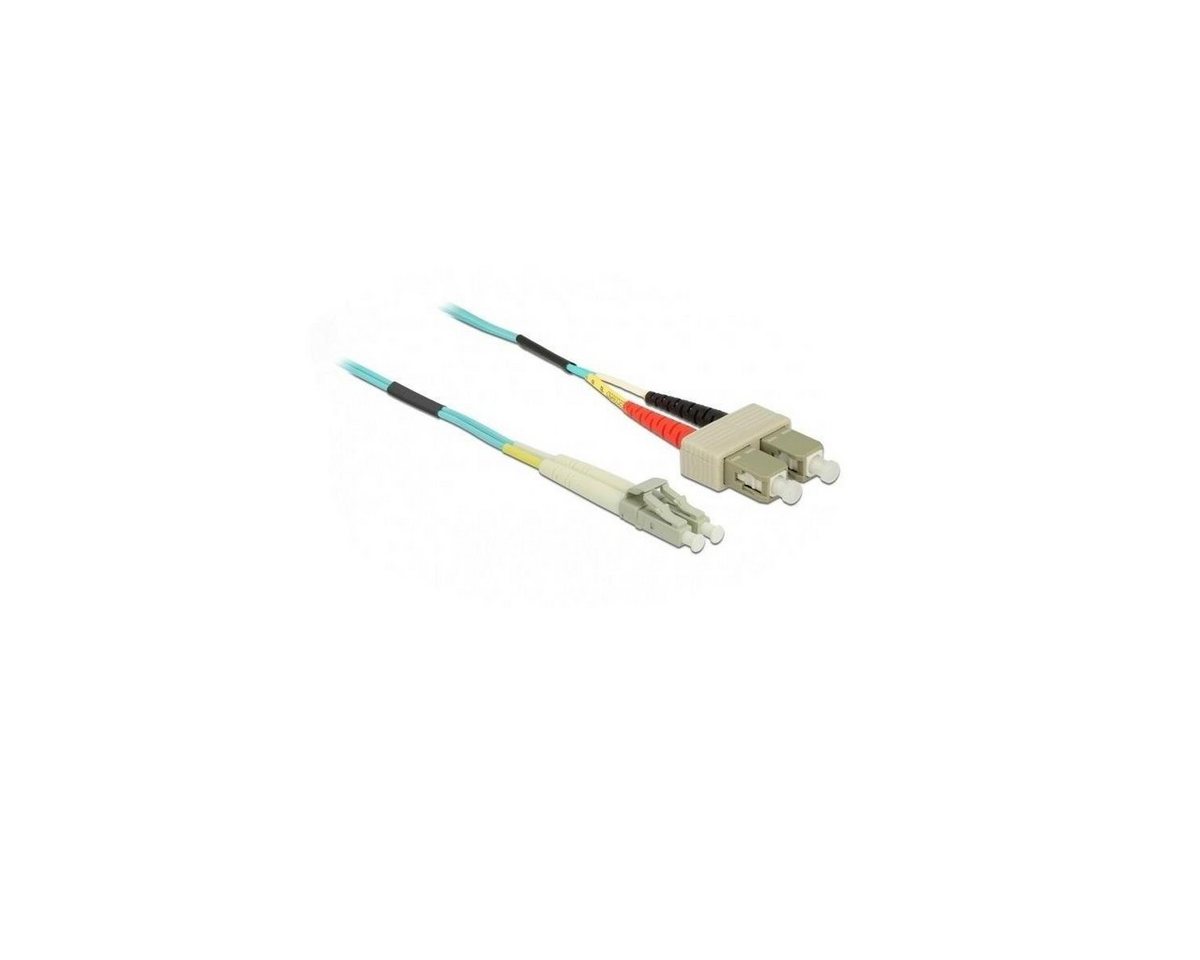 Delock 86564 - Kabel Lichtwellenleiter LC zu SC Multimode OM3, 1 m Glasfaserkabel, LC Duplex, (100,00 cm) von Delock