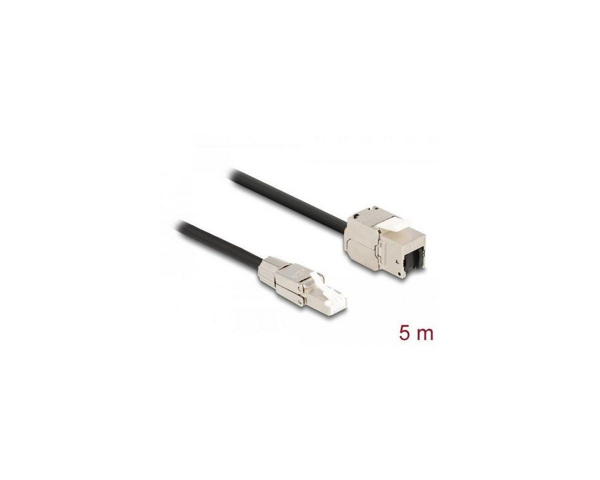 Delock 87245 - Patchkabel Cat.6a, S/FTP, 5m, schwarz LAN-Kabel, (500,00 cm) von Delock