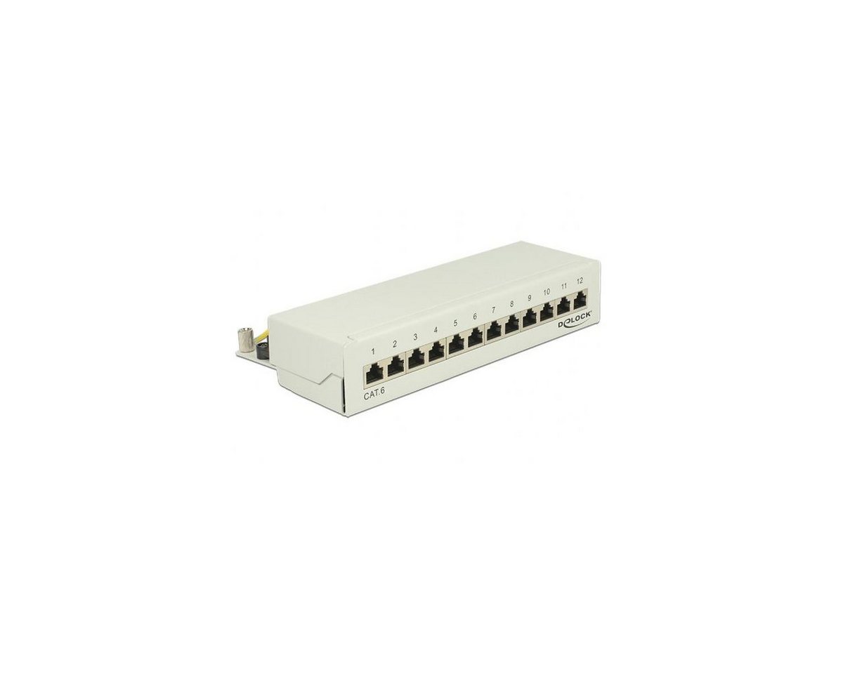 Delock 87292 - Desktop-Patchpanel - Cat. 6, 12 Ports, geschirmt, grau Netzwerk-Patch-Panel von Delock