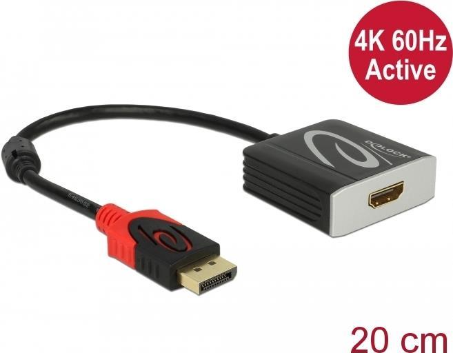 Delock Adapter DisplayPort 1.2 Stecker > HDMI Buchse 4K 60 Hz Aktiv (62734) von Delock
