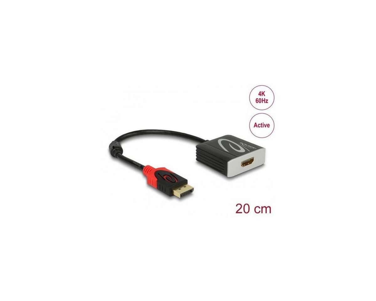 Delock Adapter DisplayPort 1.2 Stecker > HDMI Buchse 4K 60 Hz Aktiv Computer-Kabel, Display Port, DisplayPort (20,00 cm) von Delock