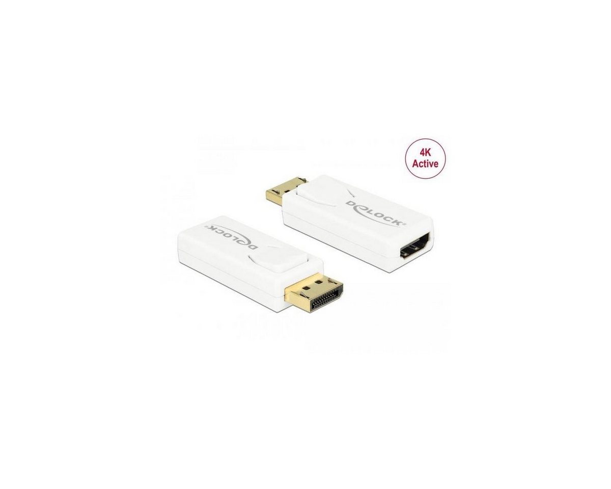 Delock Adapter DisplayPort 1.2 Stecker > HDMI Buchse 4K Aktiv weiß Computer-Kabel, Display Port, DisplayPort von Delock