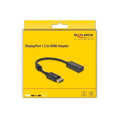 Delock Adapter DisplayPort 1.2 Stecker zu HDMI Buchse 4K Passiv schwarz Delock Adapter DisplayPort 1.2 Stecker zu HDMI Buchse 4K Passiv schwarz von Delock