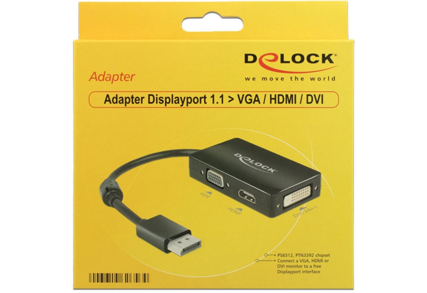 Delock Adapter Displayport > VGA/HDMI/DVI-D Audio- & Video-Adapter von Delock