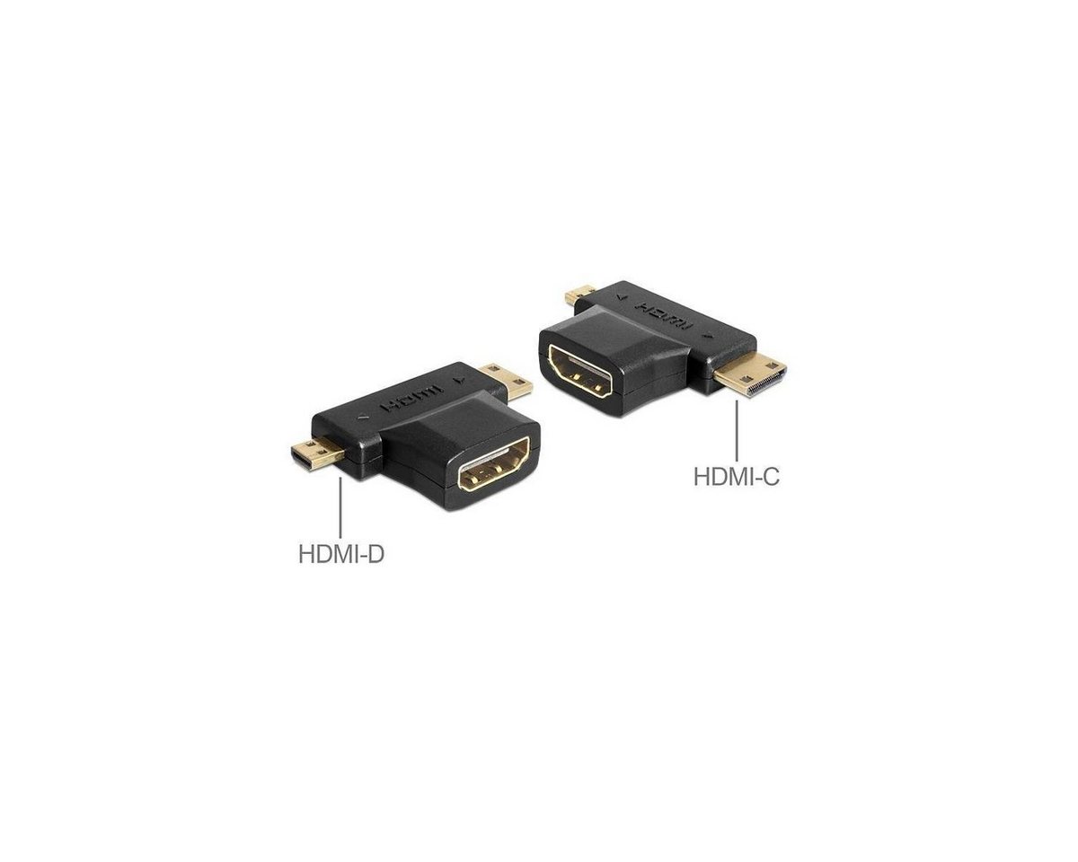 Delock Adapter HDMI-A Buchse > HDMI-C + HDMI-D Stecker Computer-Kabel, HDMI, HDMI von Delock