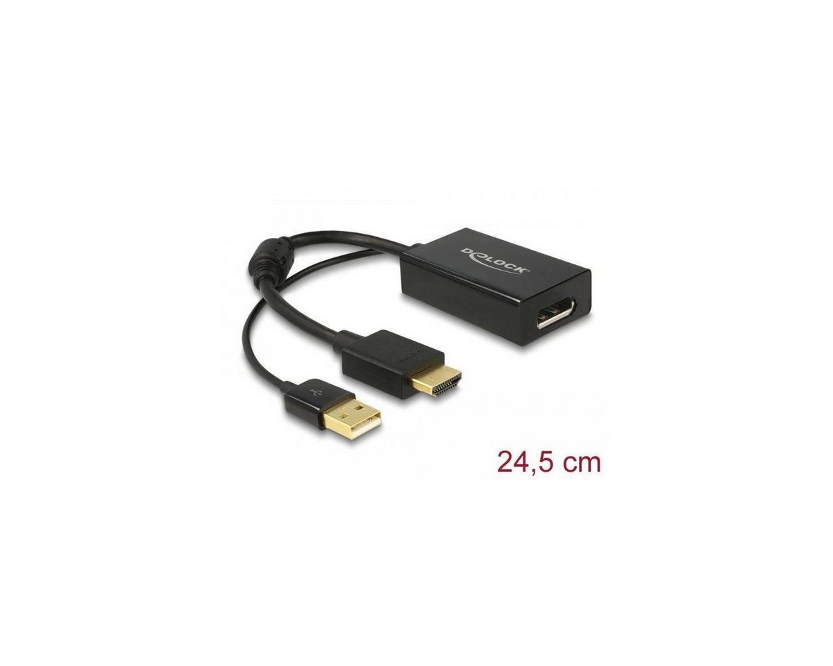 Delock Adapter HDMI-A Stecker > DisplayPort 1.2 Buchse schwarz Computer-Kabel, HDMI, HDMI (25,00 cm) von Delock