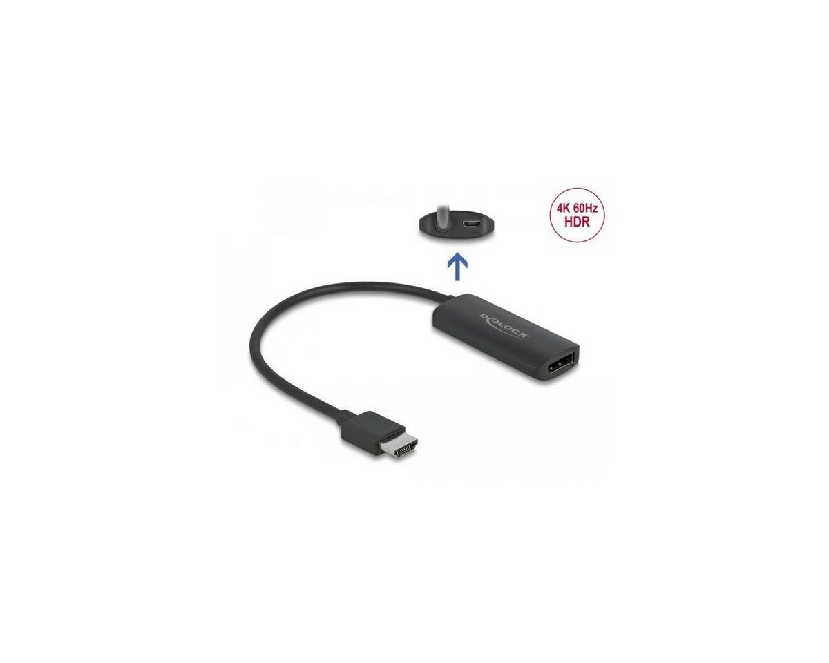 Delock Adapter HDMI-A Stecker zu DisplayPort Buchse 4K 60 Hz Computer-Kabel, HDMI, HDMI (100,00 cm) von Delock
