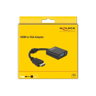 Delock Adapter HDMI Stecker zu VGA Buchse schwarz von Delock