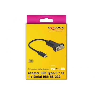 Delock Adapter USB Type-C™  1 x Seriell DB9 RS-232 15cm schwarz von Delock