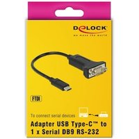 Delock Adapter USB Type-C™  1 x Seriell DB9 RS-232 15cm schwarz von Delock