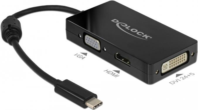 Delock Adapter USB Type-C Stecker > VGA / HDMI / DVI Buchse schwarz (63925) von Delock