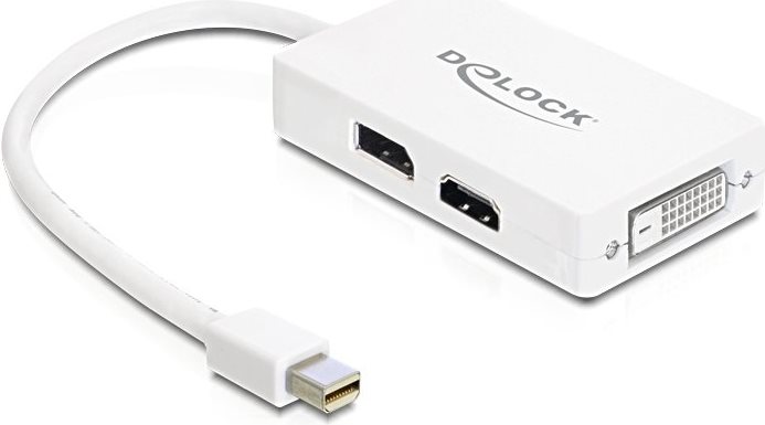 Delock Adapter mini DisplayPort 1.1 Stecker > VGA / HDMI / DVI Buchse Passiv weiß (62630) von Delock