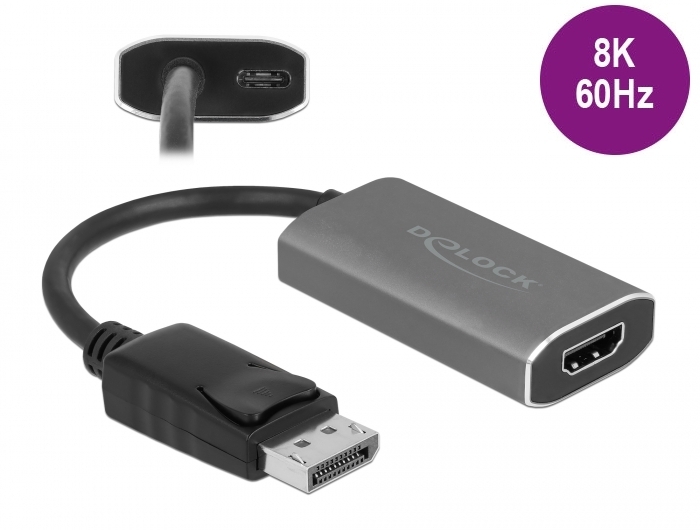 Delock Aktiver DisplayPort 1.4 zu HDMI Adapter 8K mit HDR Funktion Delock Aktiver DisplayPort 1.4 zu HDMI Adapter 8K mit HDR Funktion von Delock