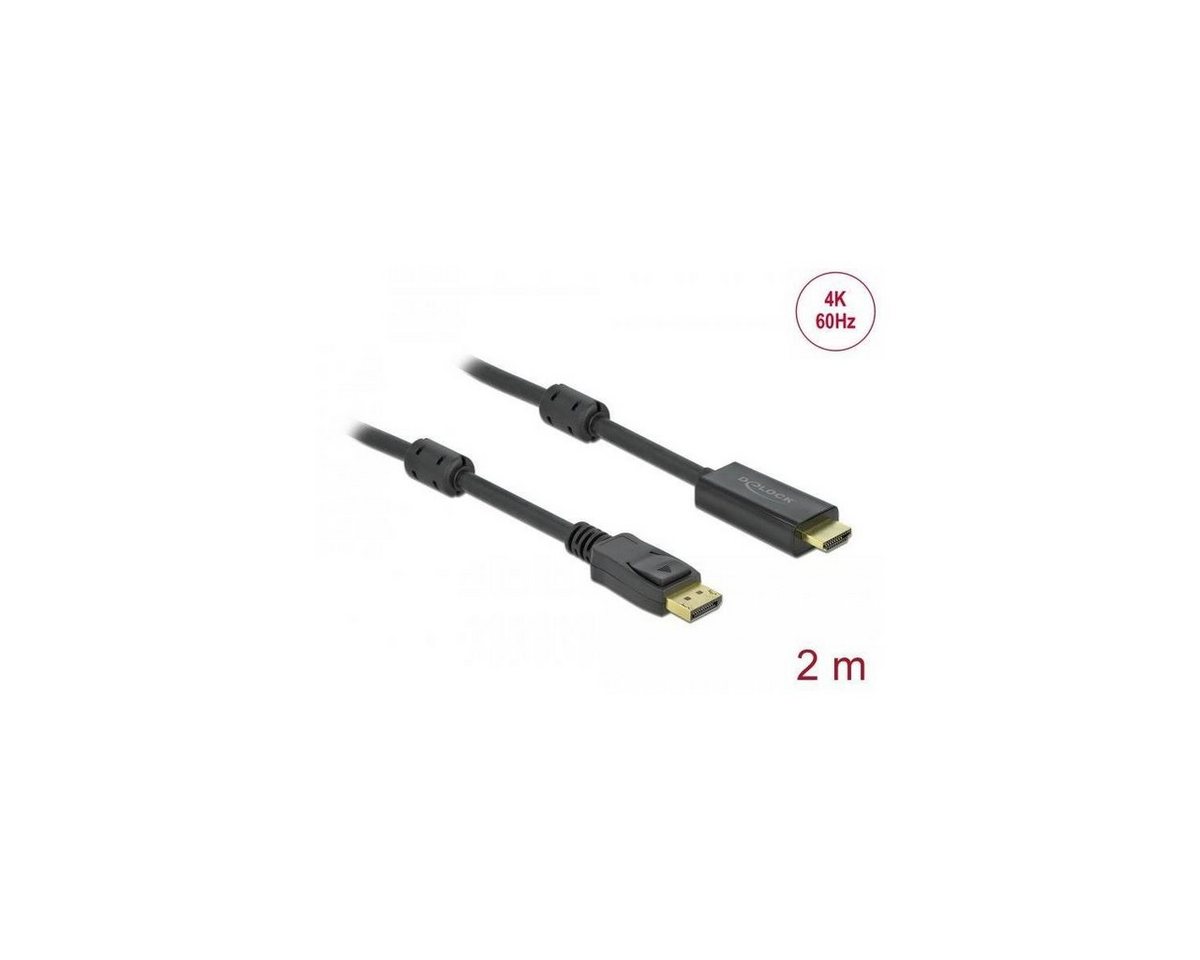 Delock Aktives DisplayPort 1.2 zu HDMI Kabel 4K 60 Hz, 2 m HDMI-Kabel, Display Port, DisplayPort (200,00 cm) von Delock