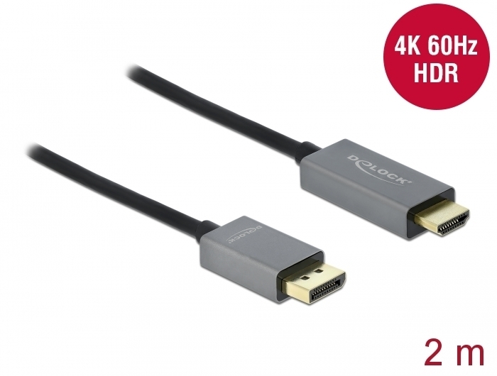 Delock Aktives DisplayPort 1.4 zu HDMI Kabel 4K, 60Hz (HDR), 2m von Delock