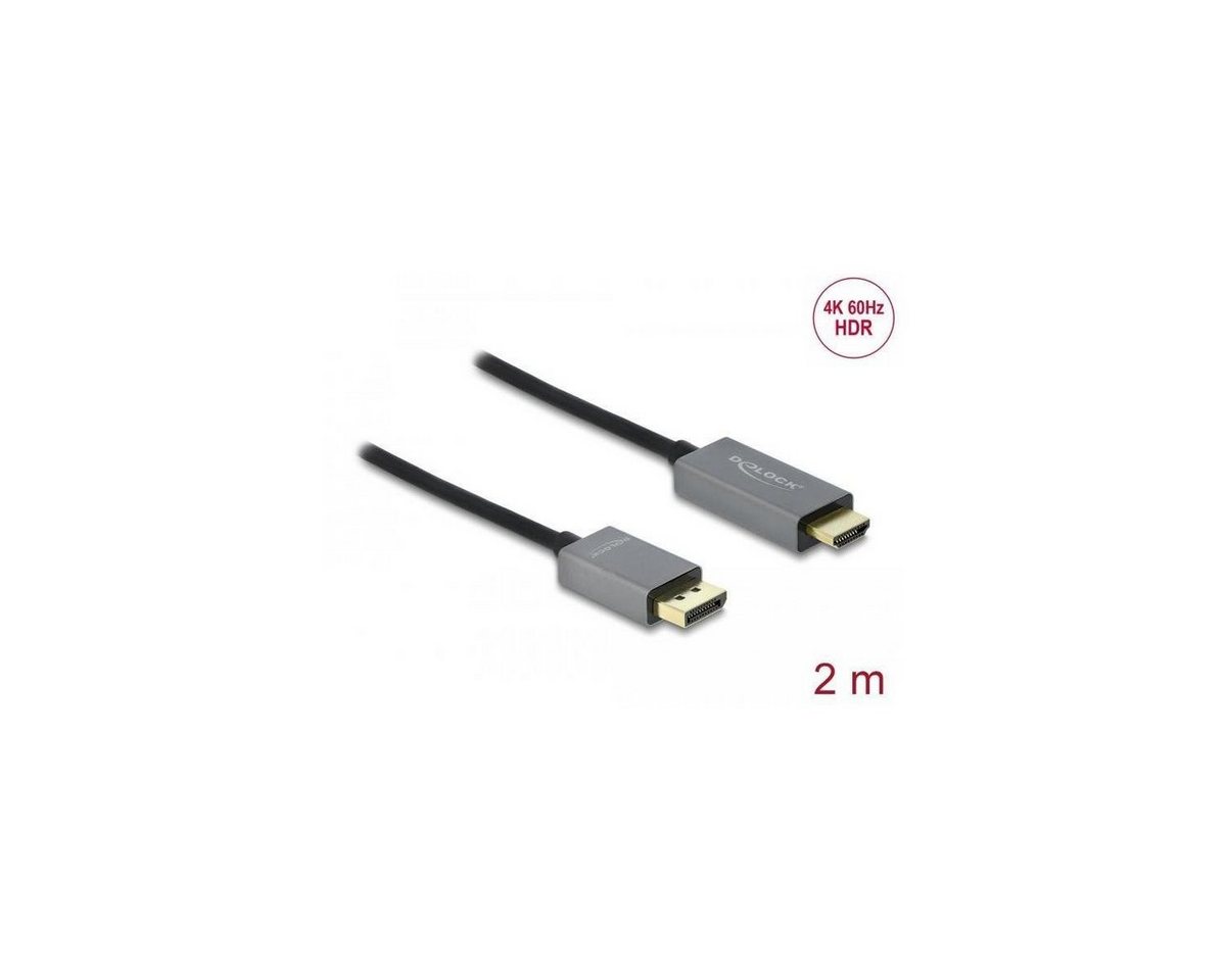 Delock Aktives DisplayPort 1.4 zu HDMI Kabel 4K 60 Hz (HDR), 2 m HDMI-Kabel, Display Port, DisplayPort (200,00 cm) von Delock