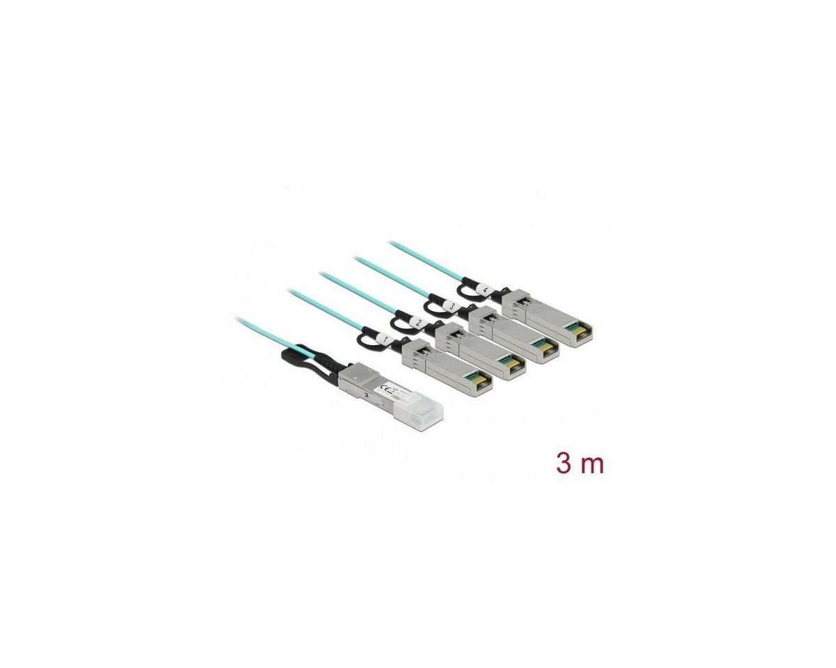 Delock Aktives Optisches Kabel QSFP+ zu 4 x SFP+ 3 m Glasfaserkabel, SFP+, (300,00 cm) von Delock