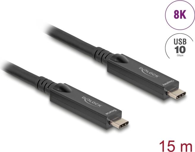 Delock Aktives Optisches USB-C 8K Video+ Daten+ PD Kabel 15 m (84258) von Delock