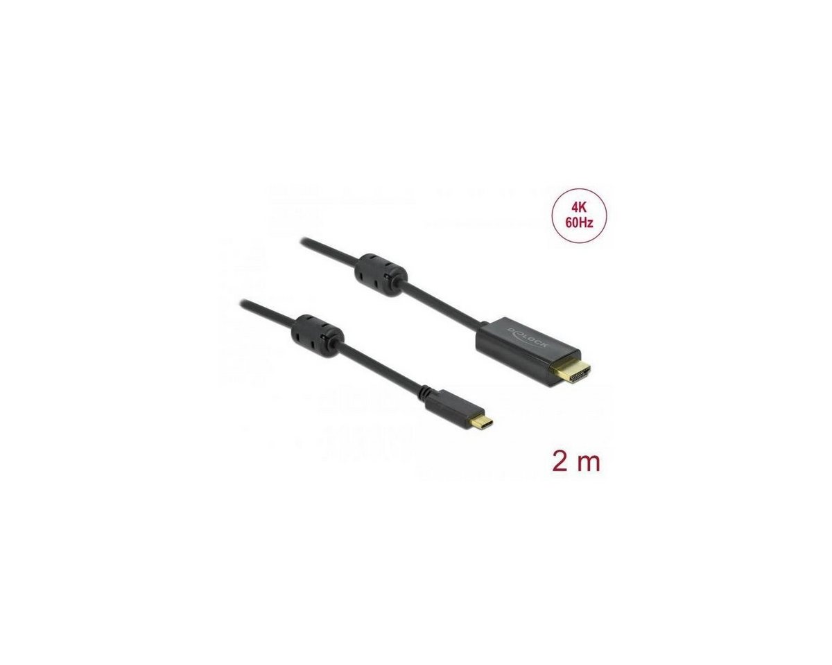Delock Aktives USB Type-C™ zu HDMI Kabel (DP Alt Mode) 4K 60 Hz 2 m HDMI-Kabel, USB C, USB (200,00 cm) von Delock