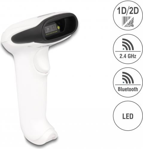 Delock Barcode Scanner 1D und 2D für 2,4 GHz, Bluetooth oder USB - weiß (90587) von Delock