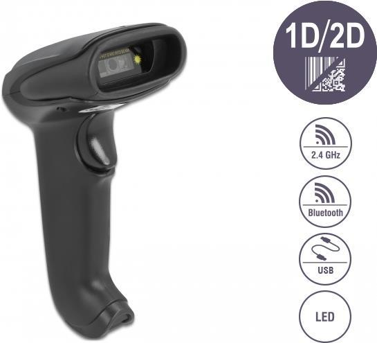 Delock - Barcode-Scanner - tragbar - 30 Scans/Sek. - decodiert - USB2.0, Bluetooth 4,0, RF(2,4 GHz) (90562) von Delock