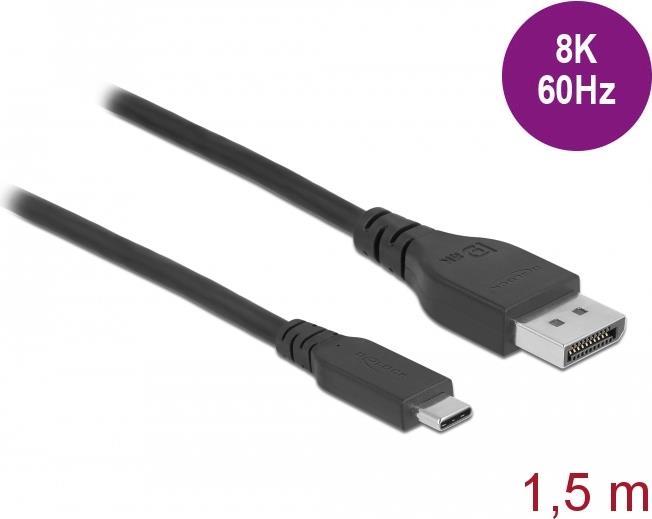 Delock Bidirektionales USB Type-C zu DisplayPort Kabel (DP Alt Mode) 8K 60 Hz 1,5 m DP 8K zertifiziert (86040) von Delock