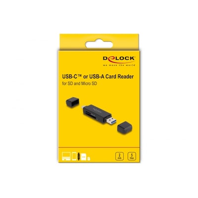 Delock Card Reader SuperSpeed USB 5 Gbps USB Type-C™ / Typ-A für SD und Micro SD von Delock