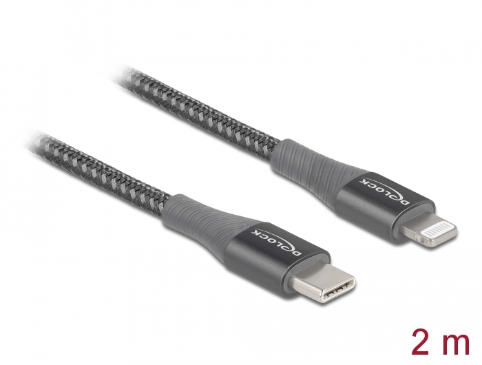 Delock Daten- und Ladekabel USB Type-C™ zu Lightning™ für iPhone™, iPad™ und iPod™ grau 2,0 m MFi von Delock