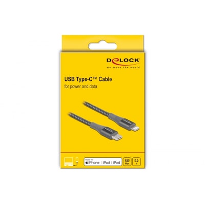 Delock Daten- und Ladekabel USB Type-C zu Lightning für iPhone, iPad grau 0,5 m von Delock
