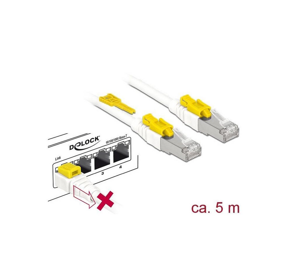Delock DeLOCK RJ45 Cat. 6A Kabel, 5m, verriegelbar, weiß. Elektro-Kabel, RJ45, RJ45, Verriegelbares RJ45 Kabel Delock DeLOCK RJ45 Cat. 6A Kabel, 5m, verriegelbar, weiß. Elektro-Kabel, RJ45, RJ45, Verriegelbares RJ45 Kabel von Delock