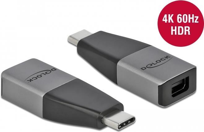 Delock - DisplayPort-Adapter - USB-C (M) bis Mini DisplayPort (W) - USB 3,2 Gen 1 / DisplayPort 1,2 - Support von 4K 60 Hz - Grau (64121) von Delock