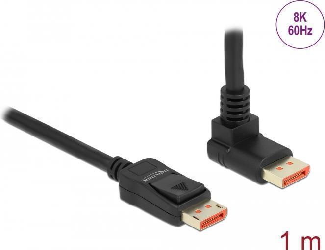 Delock - DisplayPort-Kabel - DisplayPort (M) gewinkelt bis DisplayPort (M) Verriegelung - DisplayPort 1,4 - 1,0m - unterstützt 8K 60 Hz (7680 x 4320) - Schwarz (87054) von Delock